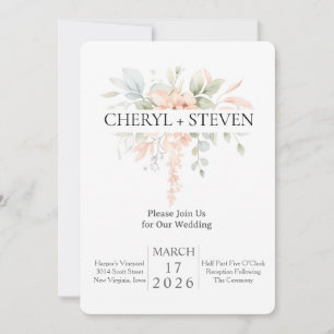 Invitación Delicado Ramo de Acuarela – Floral de Rosas Rosada