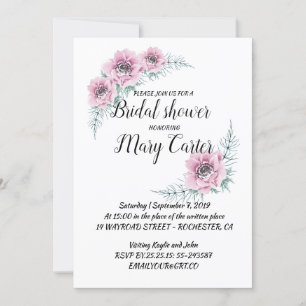 Invitación Delicado ramo floral, anémonas rosadas