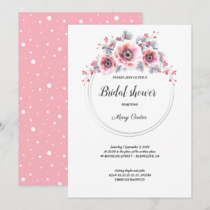 Invitación Delicado ramo floral, peonías rosadas