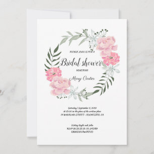 Invitación Delicado ramo floral, peonías rosadas