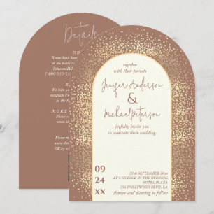Invitación Delicado ratón de confeti dorado todo en uno