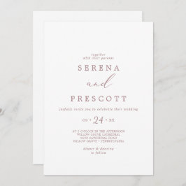 Invitación Delicado Rosa de caligrafía de oro Boda casual