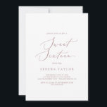 Invitación Delicado Rosa Gold Sweet Dieciséis cumpleaños<br><div class="desc">Esta delicada invitación de 16 años,  dulce de oro rosa,  es perfecta para una fiesta moderna de 16 años. El romántico diseño minimalista presenta una encantadora y elegante tipografía color rosa rosa con un fondo blanco y un aspecto limpio y sencillo.</div>