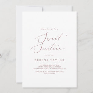 Invitación Delicado Rosa Gold Sweet Dieciséis cumpleaños