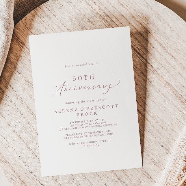 Invitación Delicado Rosa Oro 50 aniversario Boda (Subido por el creador)