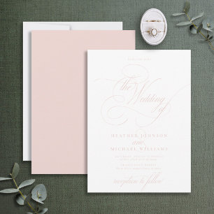 Invitación Delicado Rubor Pink Modern Calligraphy Classic