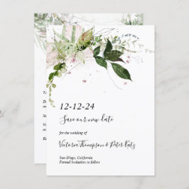 Invitación Delicado verde floral Guardar la fecha