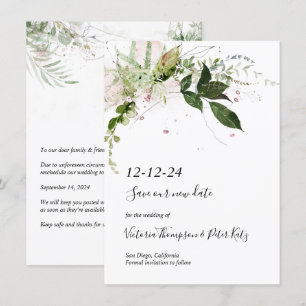 Invitación Delicado verde floral Guardar la fecha