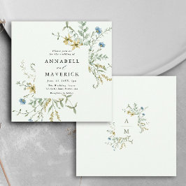 Invitación Delicado verde pálido Flor silvestre Boda de Boho