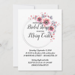 Invitación Delicado wreath floral, anemones rosadas