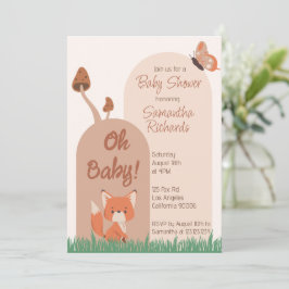 Invitación Delicados bosques con tema de Fox Baby Shower