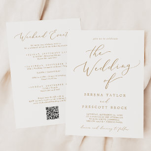 Invitación Delicados eventos Gold Weekend Boda de código QR