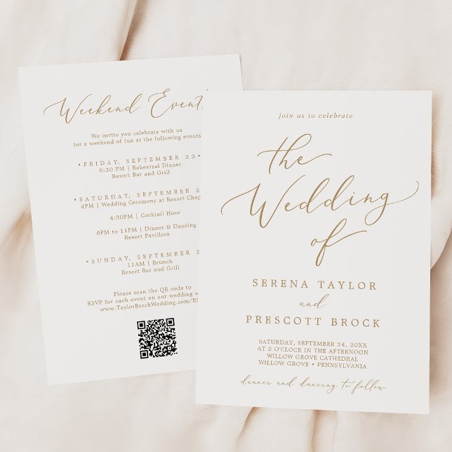 Invitación Delicados eventos Gold Weekend Boda de código QR (Subido por el creador)