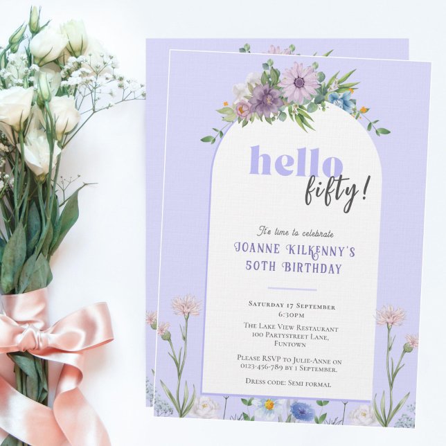Invitación Delicados Florals Fiesta de Aniversario de Lavende (Subido por el creador)