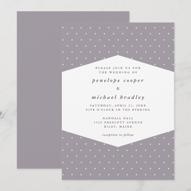 Invitación Delicados puntos Boda suave morado (Anverso / Reverso)