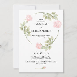 Invitación Delicados Rosas Wreath Wedting