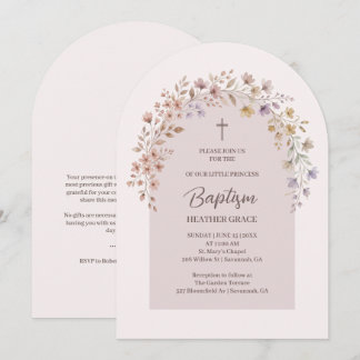 Invitación Delicados tonos de ciruela Arco floral Bautizo LPM