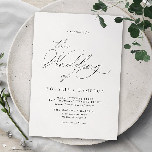 Invitación Delicate Airy | Boda clásico negro y blanco (Subido por el creador)