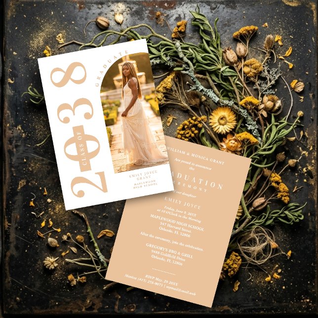 Invitación Delicate Arch MInimalist Grad Golden Shades  (Delicate Arch Photo Minimalist Graduate Faux Gold Shades Photo Invitation Card Design. )
