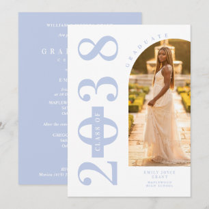 Invitación Delicate Arch MInimalist Grad Light Blue Shades