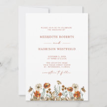 Delicate Autumn Wildflowers Código QR Boda RSVP
