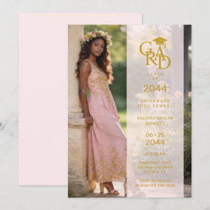 Invitación Delicate Baby Pink Stylish Photo Grad Party TMF26