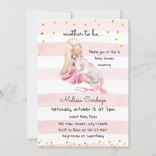 Invitación Delicate Ballerina y Unicorn Baby Shower 