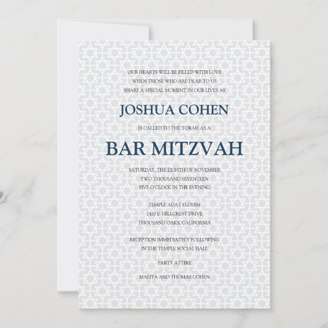 Invitación Delicate Bar Mitzvah (Anverso)