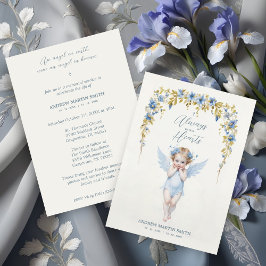 Invitación Delicate Blue Angel Condolence Remembrance Babies