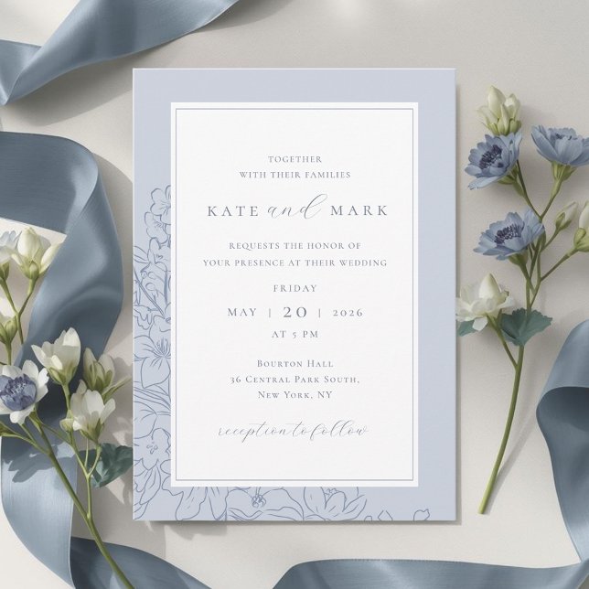 Invitación Delicate Blue Floral Wedding (Subido por el creador)