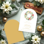 Invitación Delicate Chic Winter Christmas Wreath Party<br><div class="desc">Delicate Chic Winter Christmas Wreath Holiday Party Invitations Cards in Digital Watercolor Style. Faux Gold Back. This design celebrates the magic of the season with a delicate floral composition forming an elegant winter wreath. Soft shades of green, beige, and gold blend beautifully in a digital watercolor style, bringing warmth and...</div>