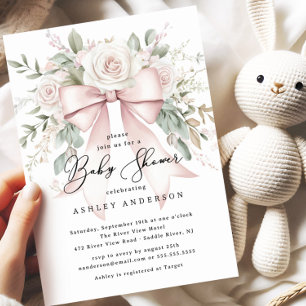 Invitación Delicate Coquette Bow Baby Shower