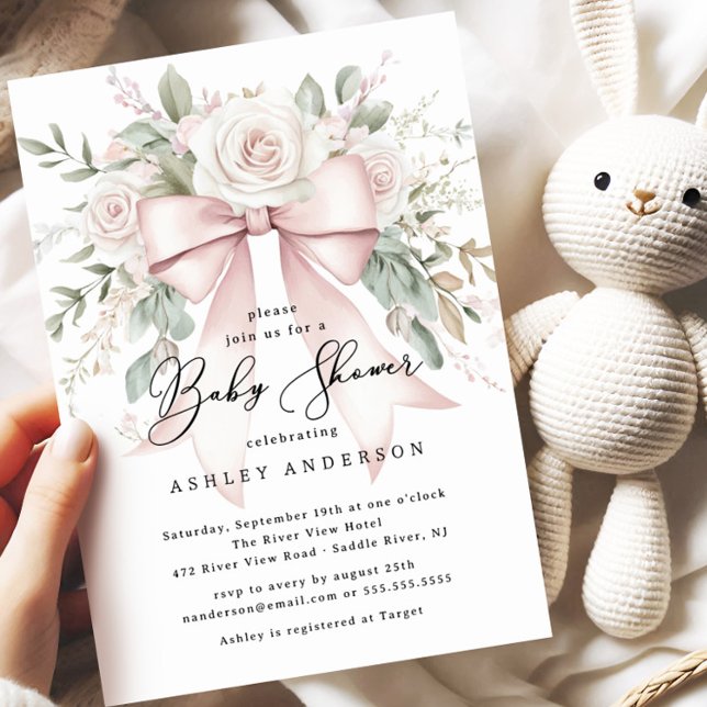 Invitación Delicate Coquette Bow Baby Shower (Subido por el creador)