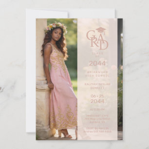 Invitación Delicate Dusty Pink Stylish Photo Grad Party TMF26