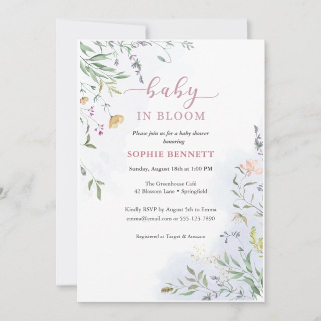 Invitación Delicate Floral Baby Shower Invitation (Anverso)