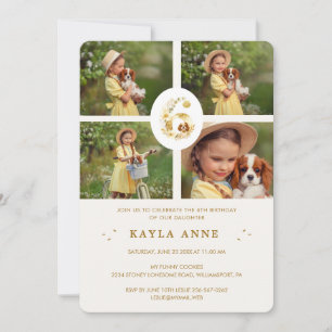 Invitación Delicate Floral Botanical Number 6 Spaniel Puppy