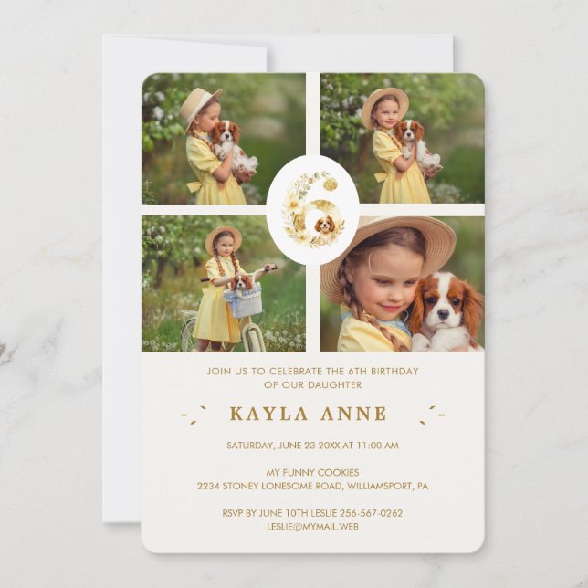 Invitación Delicate Floral Botanical Number 6 Spaniel Puppy (Anverso)