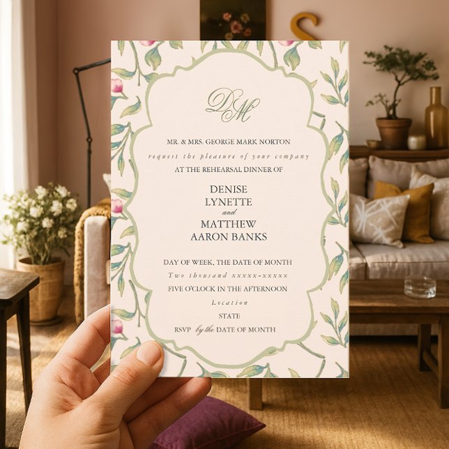 Invitación Delicate Florals Ensayo Cena (Subido por el creador)