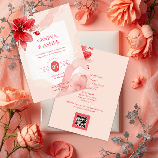 Invitación Delicate Flowers Juicy Red & Pinky Pink Editorial