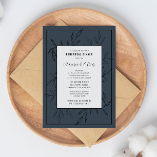 Invitación Delicate Foliage   Azul acero   Cena de ensayo