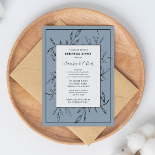Invitación Delicate Foliage   Azul turbio   Cena de ensayo