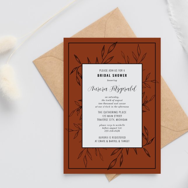 Invitación Delicate Foliage | Rust Naranja | Bridal Shower (Subido por el creador)
