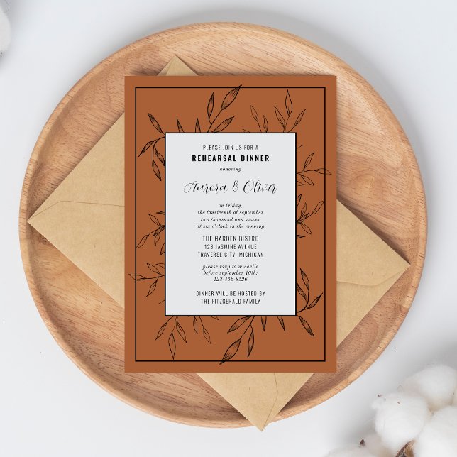 Invitación Delicate Foliage | Terracota | Cena de ensayo (Subido por el creador)