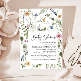 Invitación Delicate Garden Wildflowers Boho Baby Shower