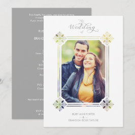 Invitación Delicate Geometric Paper Cut Effect Vintage Photo