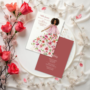 Invitación Delicate Girl Pink Floral Tulle Bridal Shower