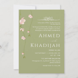 Invitación Delicate Hanging Peach Blossom Islamic Wedding