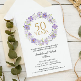 Invitación Delicate Lavender Floral Garland 50.º Boda