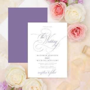 Invitación Delicate Lilac Lavender caligrafía moderna clásica