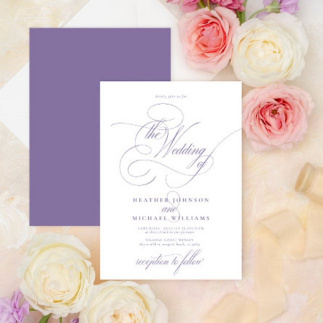 Invitación Delicate Lilac Lavender caligrafía moderna clásica (Subido por el creador)